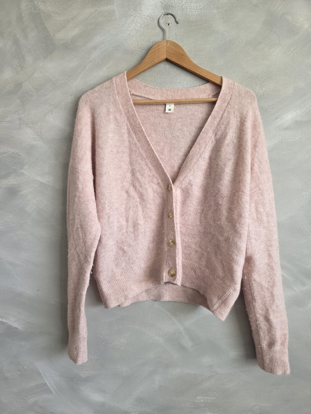 Lululemon Women's Alpaca Wool-Blend Cardigan Sweater Pink Mist Sz M